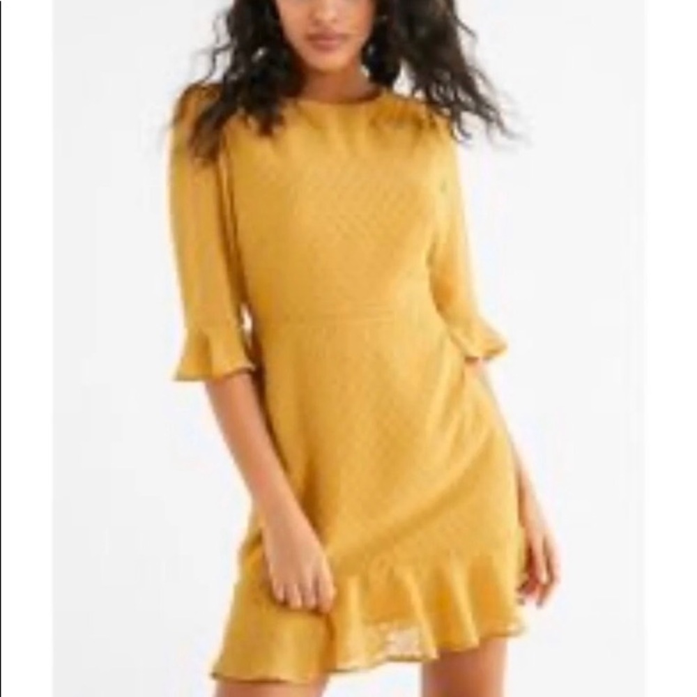 Urban Outfitters Mustard Swiss Dot Dress